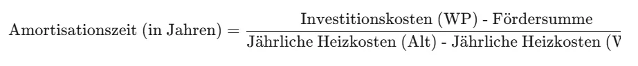 Amortisation Wärmepumpe